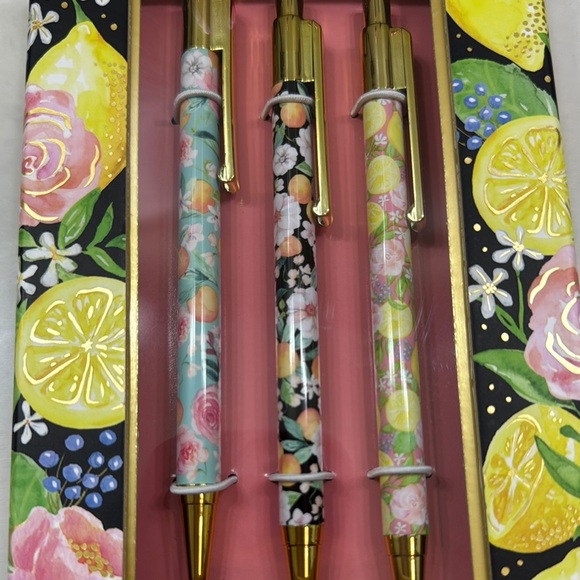 Clementine Floral Pen Set with Gold Accents New in Package - Picture 2 of 5